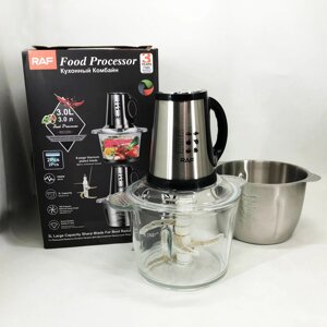 Блендер-подрібнювач RAF R. 7028 2 в 1, 300 Вт, 2 чаші, Побутовий потужний подрібнювач продуктів
