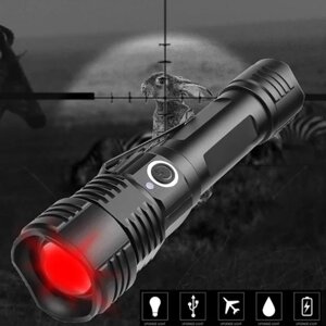 Ліхтар ручний акумуляторний PLD-11-4XPE (RGB), Кишеньковий ліхтар із usb зарядкою, Тактичний ліхтар police