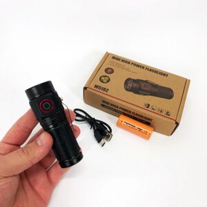 Ліхтар PLD W5182-3XHP360, Ручний ліхтарик led, Водонепроникний ліхтар, Кишеньковий ліхтар із usb зарядкою