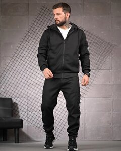 Спортивний костюм black з білим шевроном ALE РП7451