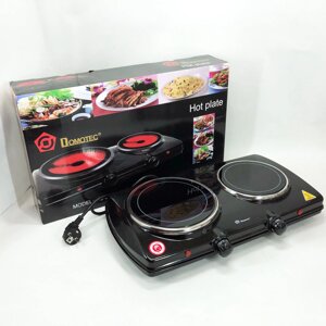 Електрична настільна плита Domotec MS-5852 2 конфорки склокерамічна 1200 Вт