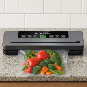 Вакуумний пакувальник для продуктів з дисплеєм / Побутовий вакууматор для їжі / Кухонний вакууматор для продуктів