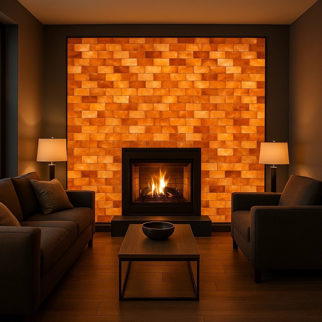 Цегла з пропилом 20/10/2,5 см із гімалайської солі від компанії Магазин камінів і печей - фото 1