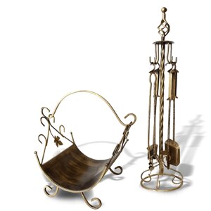 Камінний набір + дровниця, колір бронза