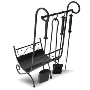 Кований набір для каміну "2 в 1" чорний