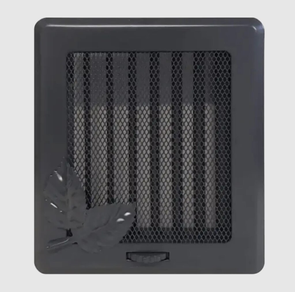 Вентиляційна решітка Darco Рж2 light з листком, 195х175 мм, графіт від компанії Магазин камінів і печей - фото 1