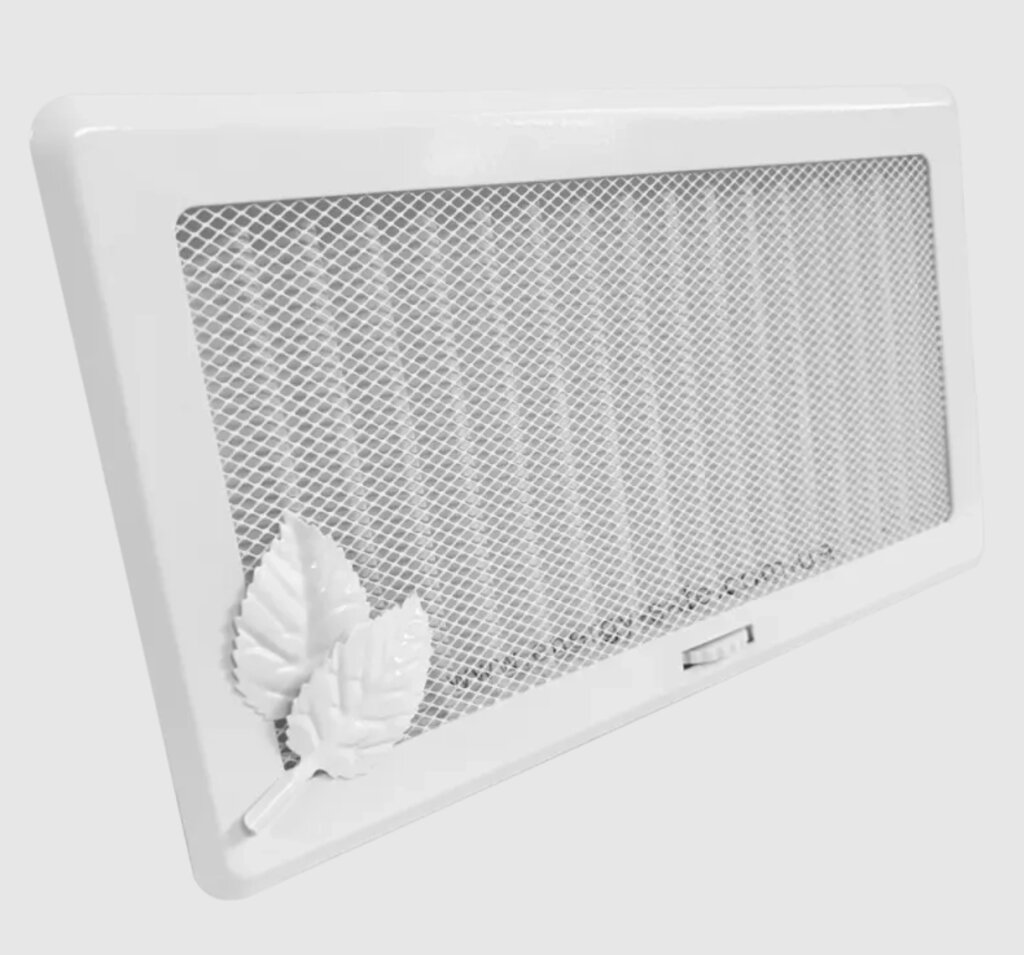 Вентиляційна решітка Darco Рж4 Light з листком, 335х195 мм, біла від компанії Магазин камінів і печей - фото 1