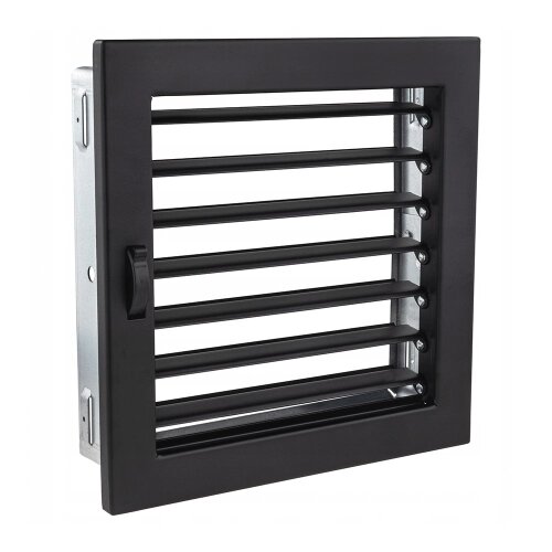 Вентиляційна решітка Ventlab KRVZ 220х220 мм, з регульованими жалюзі, чорна від компанії Магазин камінів і печей - фото 1