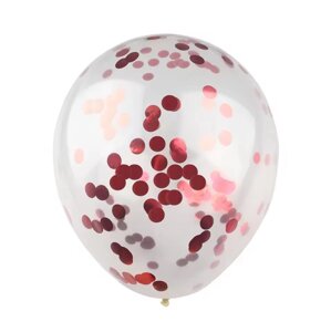 Червоні конфетті 1 шт прозора латексна кулька