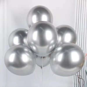 Срібло 30 см хром 50 шт кульки латексні повітряні