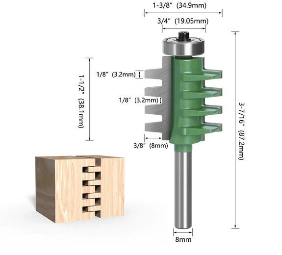 Фреза для зрощування деревини (мікрошип) по довжині та ширині по дереву D8-d34,9-l38,1 від компанії SOLID TOOLS - фото 1