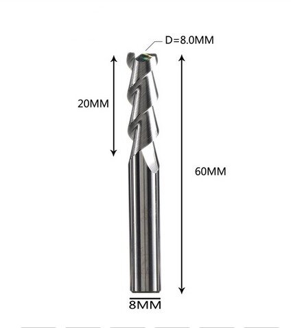 Фреза кінцева для ЧПУ DJTOL D8-l20-L60 AAEN2LX08 від компанії SOLID TOOLS - фото 1