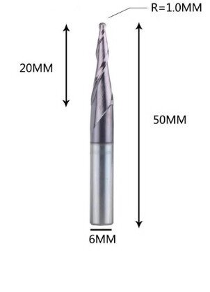 Фреза конусна для ЧПК R1-D6-L50-l20 від компанії SOLID TOOLS - фото 1