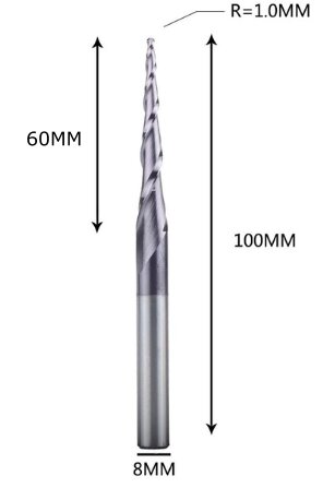 Фреза конусна для ЧПУ R1-D8-L100-l60 від компанії SOLID TOOLS - фото 1