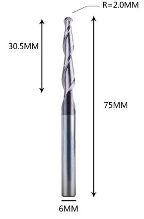 Фреза конусна для ЧПУ R2-D6-L75-l30,5 від компанії SOLID TOOLS - фото 1