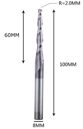 Фреза конусна для ЧПУ R2-D8-L100-l60 від компанії SOLID TOOLS - фото 1