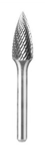 Борфреза твердосплавна гіперболічна загострена 3х14 хвостовик 3 мм