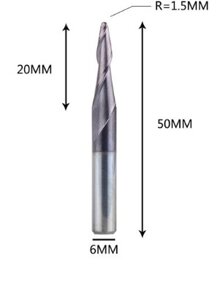 Фреза конусна для ЧПК R1,5-D6-L50-l20
