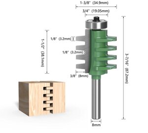 Фреза для зрощування деревини (мікрошип) по довжині та ширині по дереву D8-d34,9-l38,1
