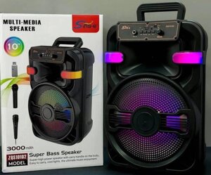 Караоке акустика Atlanfa-02 (micro SD, USB, FM) пульт ДК, 2 мікрофони.