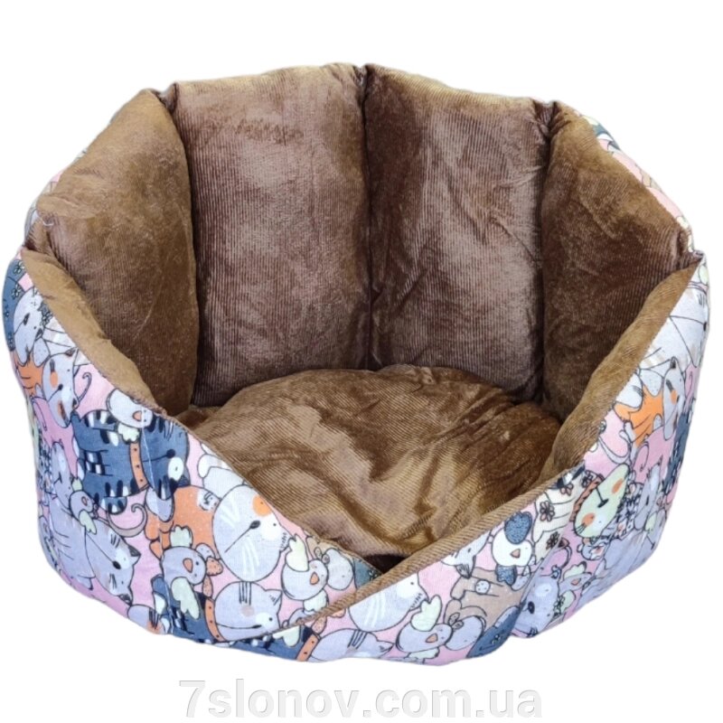 Лежанка для дрібних та середніх свійських тварин Рапан рожево-коричнева основа 48 см висота 38 см від компанії Інтернет Ветаптека 7 слонів - фото 1