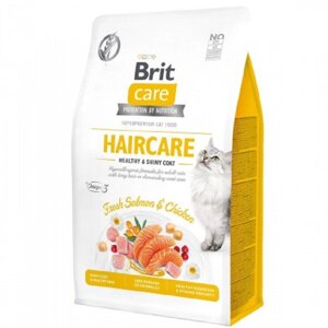 Корм для котів Haircare Healthy and Shiny Coat здорова шкіра та шерсть 400 г Brit Care