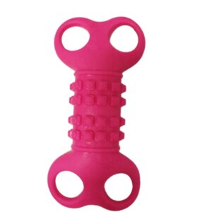 Іграшка для собак Кістка гумова з чотирма відкидами 12 см рожева