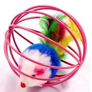 Іграшка для кішок Миша в рожевій клітці 6 см Китай