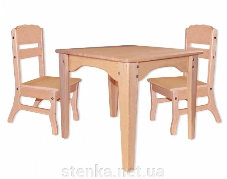 Дитячий стіл і 2 стільці з дерева БУК (комплект) дітям від 2 років від компанії SportStenkaUA Шведська стінка, спортивний куточок з виробництва, Київ - фото 1