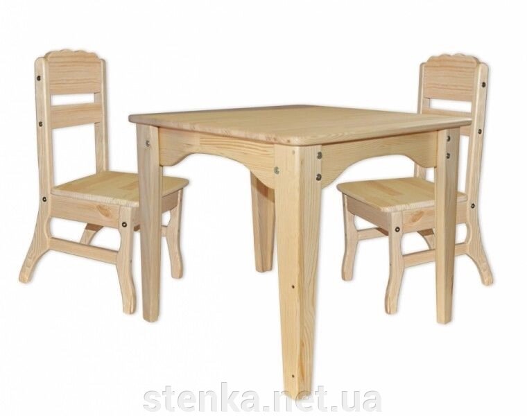 Дитячий стіл і 2 стільці з дерева Сосна (комплект) дітям від 2 років від компанії SportStenkaUA Шведська стінка, спортивний куточок з виробництва, Київ - фото 1