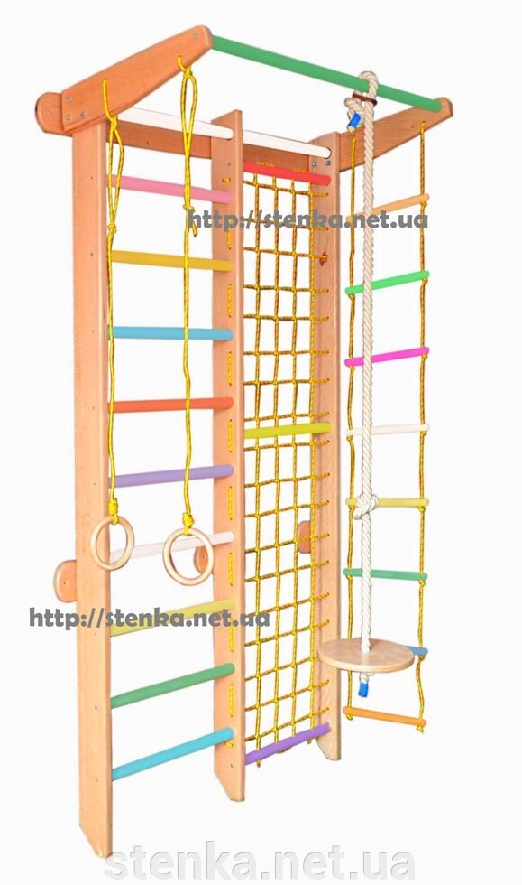 Домашній спортивний куточок "Комбі Бук Колор" (ширина 120 см) від компанії SportStenkaUA Шведська стінка, спортивний куточок з виробництва, Київ - фото 1