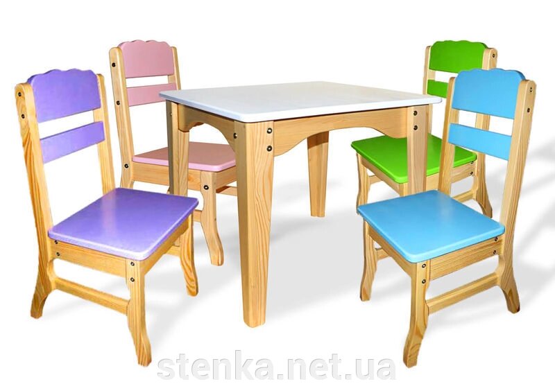 Комплект дитячий столик і стільчики з дерева від компанії SportStenkaUA Шведська стінка, спортивний куточок з виробництва, Київ - фото 1