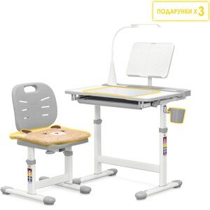 Комплект парта і стільчик Evo-Kids Evo-17 (з лампою і підставкою) сірий, рожевий, зелений