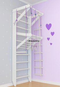 Біла спортивна стінка з турничком h220cm