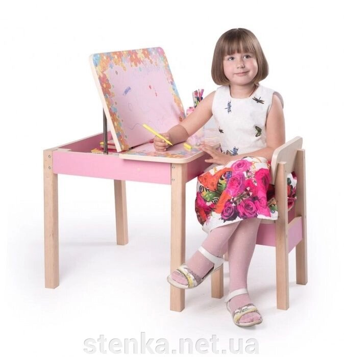 Стіл і стільчик дитячі для малювання (рожевий) від компанії SportStenkaUA Шведська стінка, спортивний куточок з виробництва, Київ - фото 1