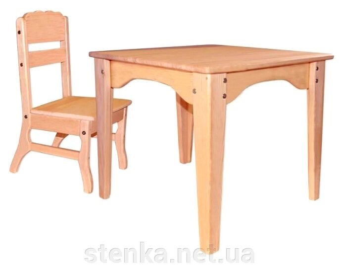 Стіл і стілець з дерева БУК (комплект) дітям від 2 років від компанії SportStenkaUA Шведська стінка, спортивний куточок з виробництва, Київ - фото 1