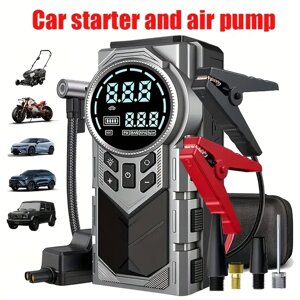 JKUOO 9-в-1 Автостартер і компресор 150 PSI, 18000 мА·год