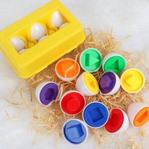Сортер Геометричні фігури «Яєчний лоток» 6 штук, яйця