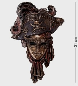 Маска панно на стіну Veronese Венеціанська маска Пірат 31 см в подарунковій коробці 1902257