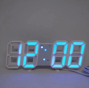 Електронний Led годинник з будильником та термометром Ly 1089, blue