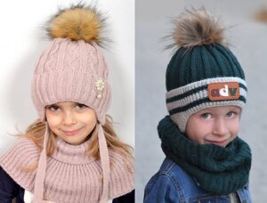 Зимові теплі дитячі шапки
