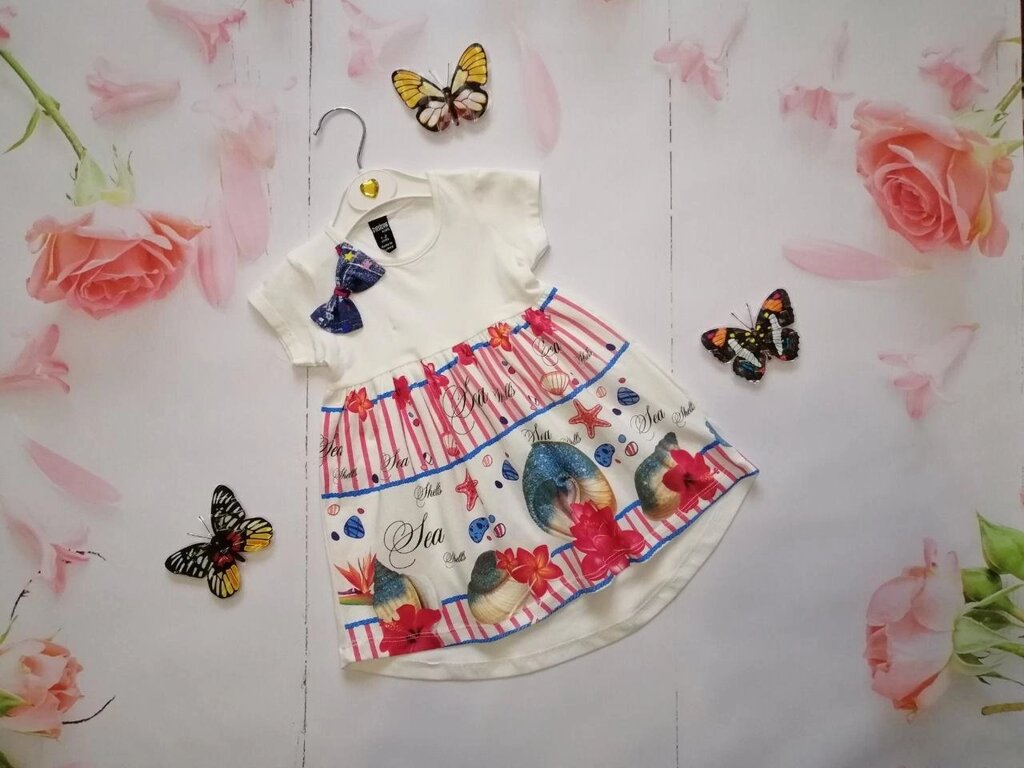 Сукня для Дівчатка Море Колір Білий Зростання 86-128 см від компанії Ukraine In Trend - український магазин жіночого та дитячого одягу! - фото 1