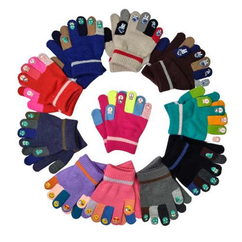 Веселі Дитячі рукавички Одношарові Funny р. XS (1-3 роки) р. S (3-5 років). Є різні кольори