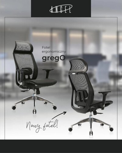 Офісне крісло з ергономічною спинкою і підголовником ANGEL gregO