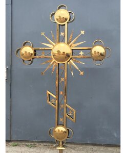 Хрест з нержавіючої сталі, з декоративним покриттям із золота, 1,5 м