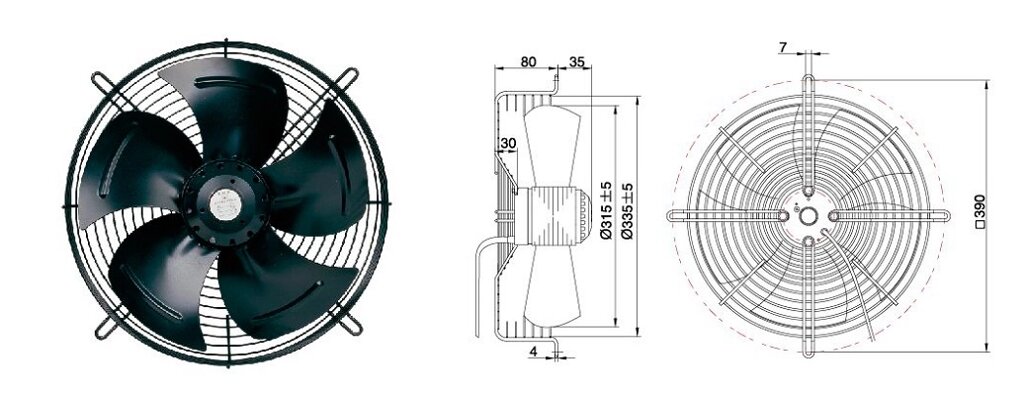 Вентилятор осьовий 4E-315S Maer YDWF68L35P4-390N-315 S від компанії ТОВ "Грін Фрост - фото 1