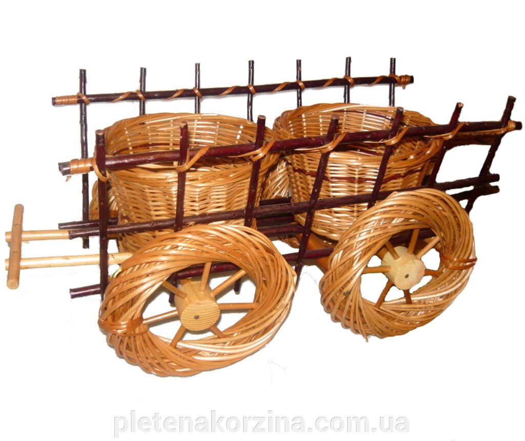 Цветочник тележка (средний размер, Длина 50см) Арт.375.2 ##от компании## Плетена корзина - ##фото## 1