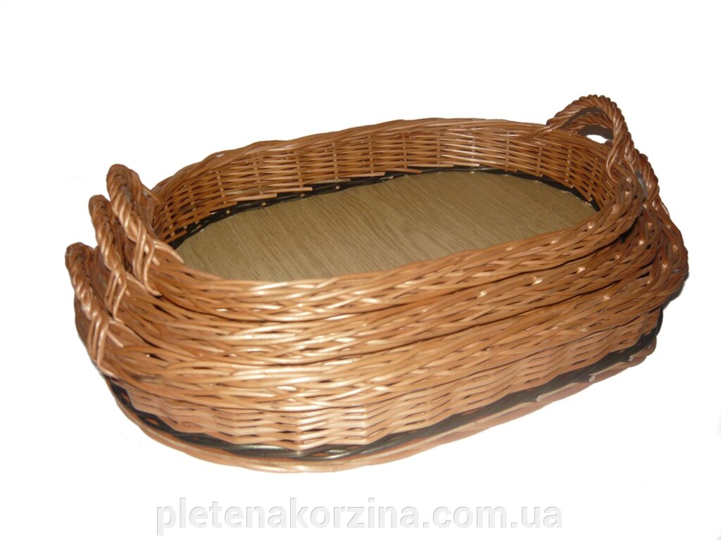 Набор плетеных подносов из лозы из 3 шт. Арт.591-3 ##от компании## Плетена корзина - ##фото## 1