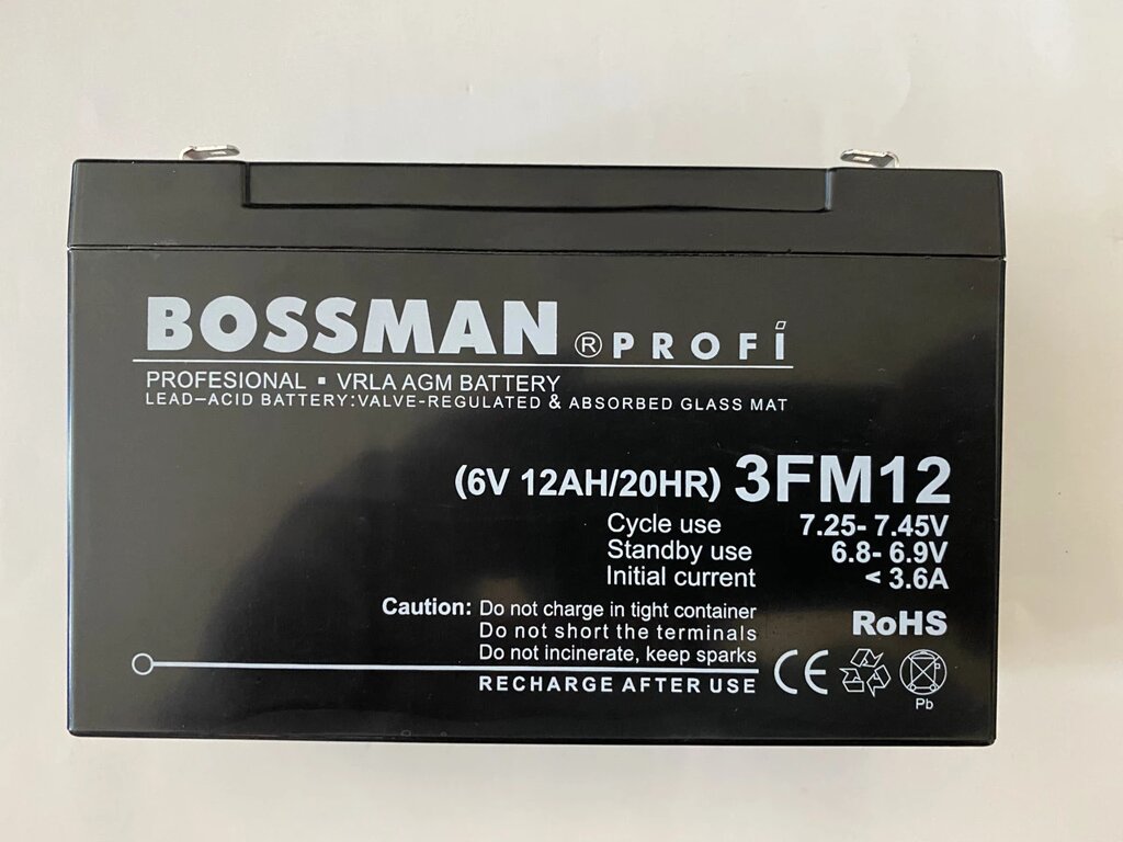 Акумулятор для дитячих електромобілів Bossman-Profi 3FM12 від компанії instrade - фото 1