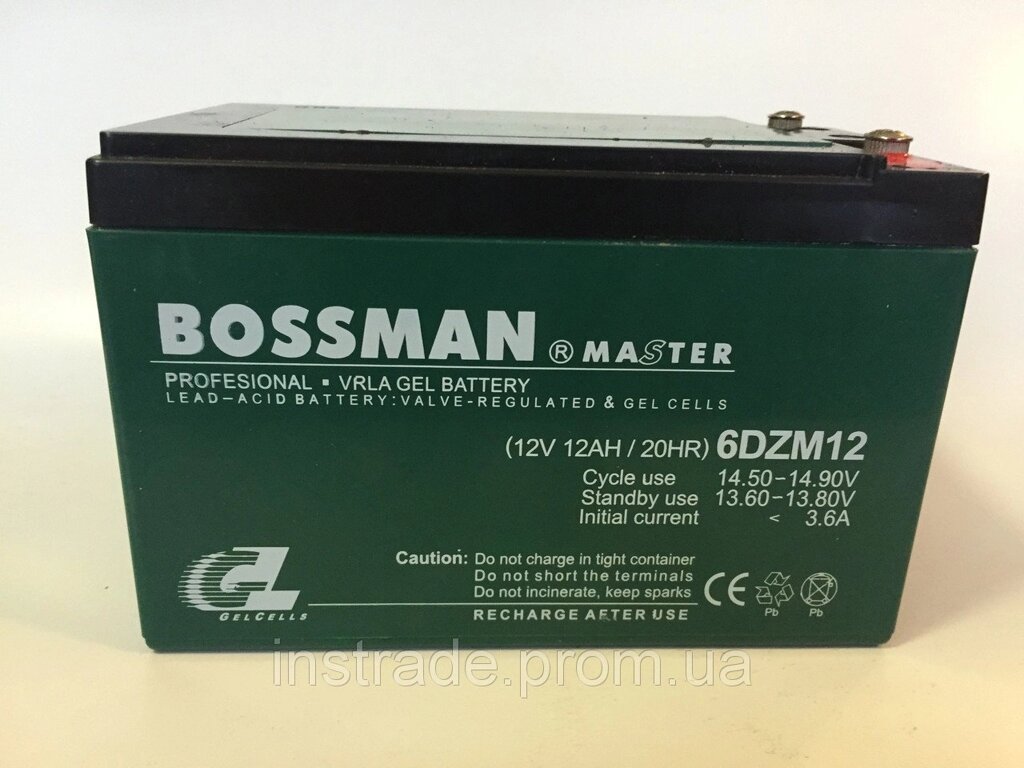 Акумулятори до електровелосипедів BOSSMAN 6DZM12E (Клеми) від компанії instrade - фото 1